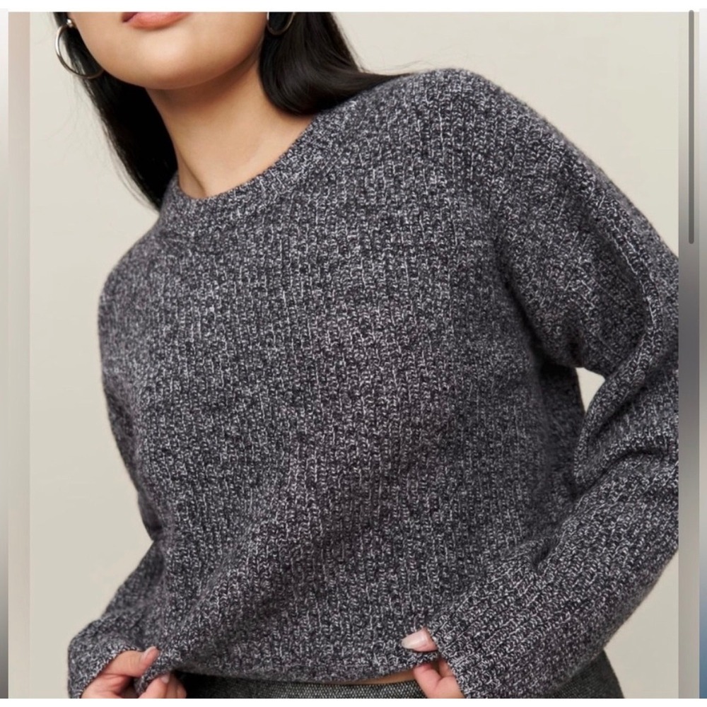 Reformation Lotto Wool Sweater Heathered Gray‎ Sz M Cropped